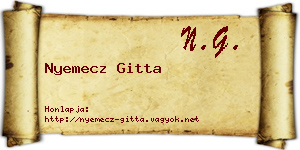 Nyemecz Gitta névjegykártya